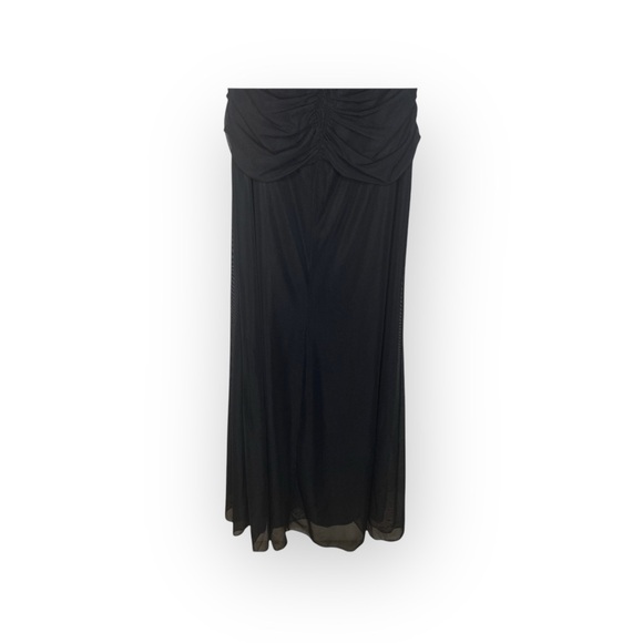 Tadashi Shoji ❤︎ Glamorous Mesh Tulle Halter Draped Gown Dress ❤︎ Black ❤︎ XS - Picture 10 of 16